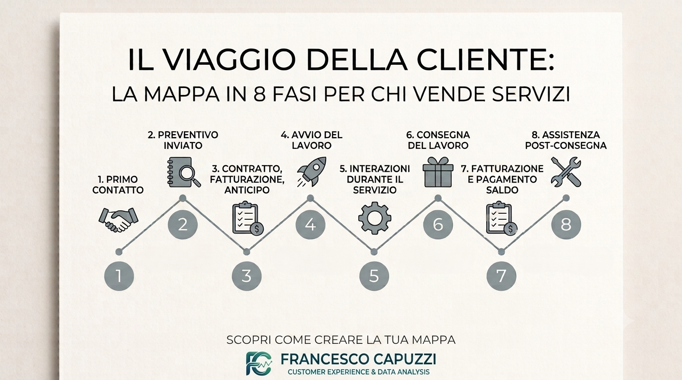 Il viaggio della cliente: la mappa in 8 fasi per chi vende servizi